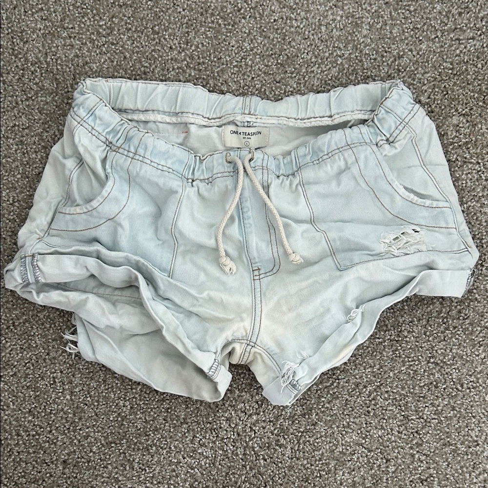One Teaspoon Faded Blue Jean Shorts